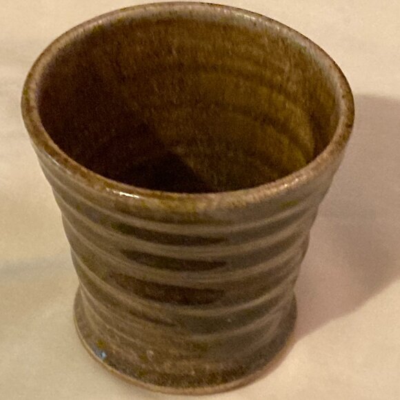 Handcrafted Artisan Pottery Vase/Cup-Swirled Design-Artist Signed-3" High-EUC - Picture 8 of 8